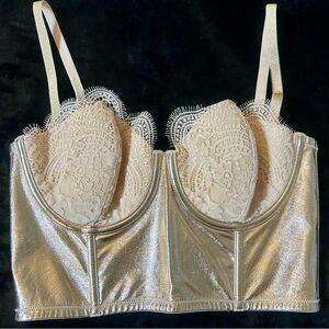 Victoria’s Secret metallic and lace corset bra